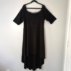 Black Lace High-Low Formal Dress Plus Size 2XL SHEIN Curve Prom‎ Party